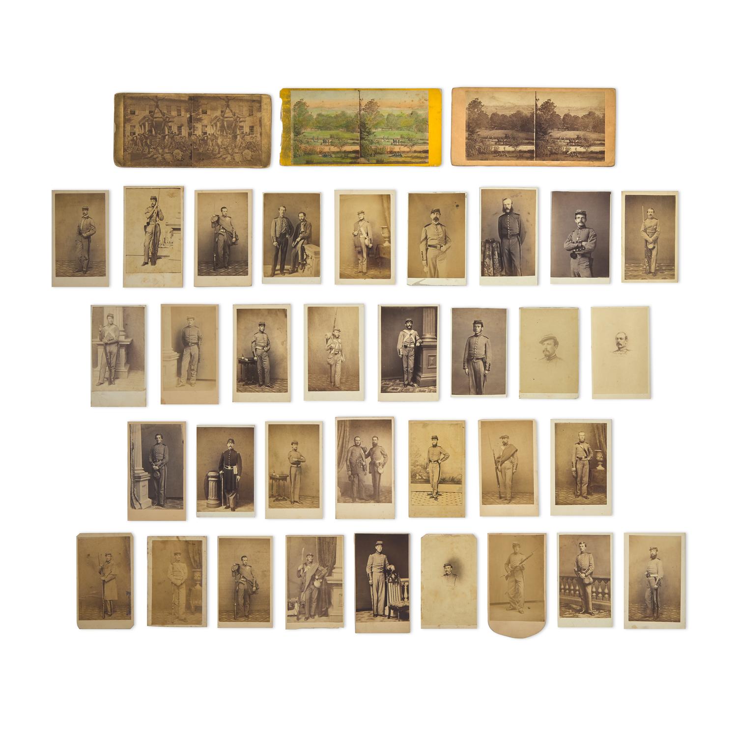 [Civil War]. A group of 36 images, primarily CDVs of soldiers from the 7th New York State Militia.