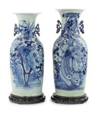 Two Blue and White Chinese Export Porcelain Vases