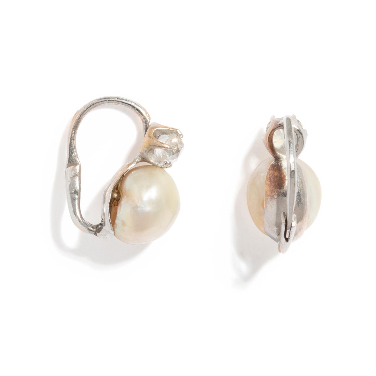 NATURAL PEARL AND DIAMOND EARRINGS