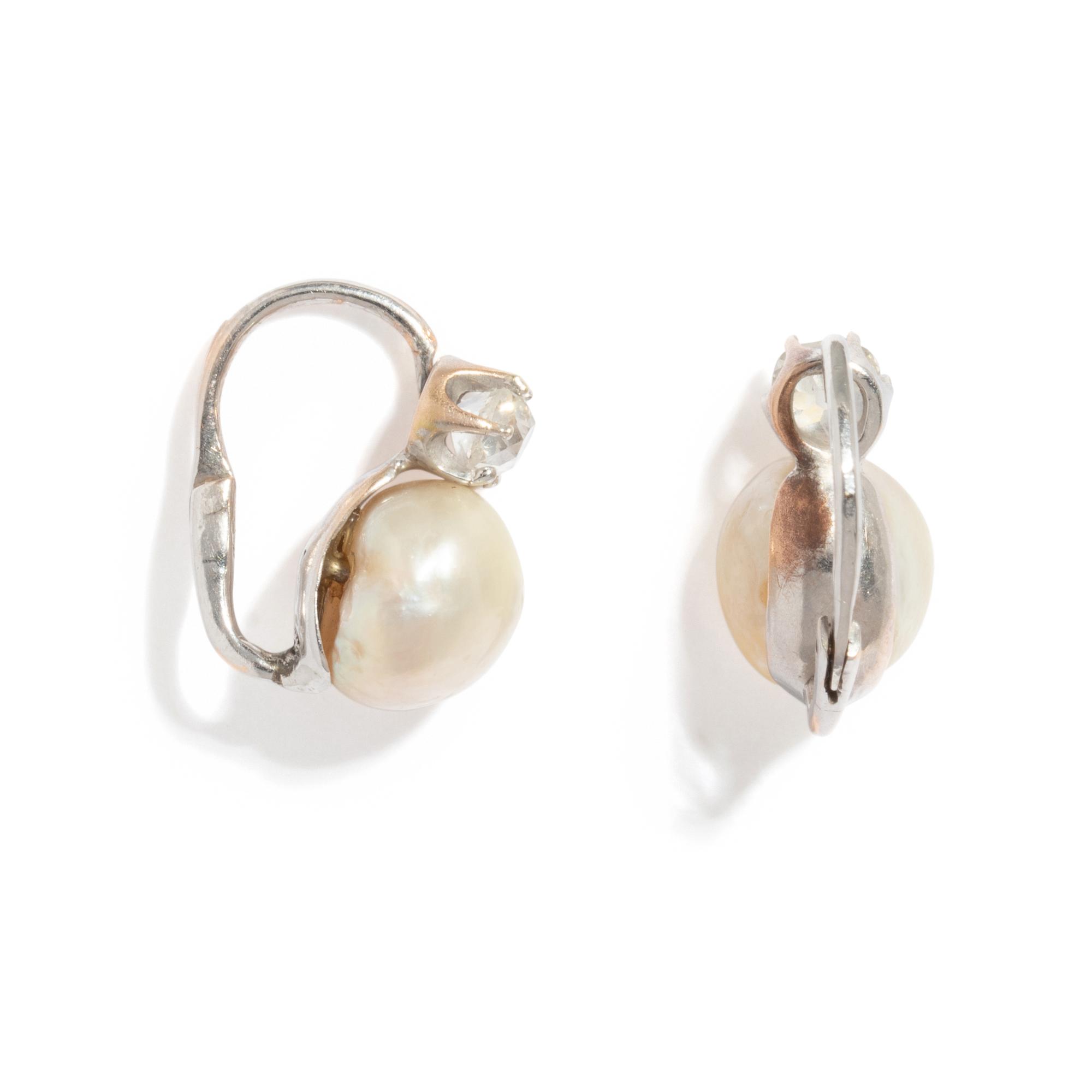 NATURAL PEARL AND DIAMOND EARRINGS