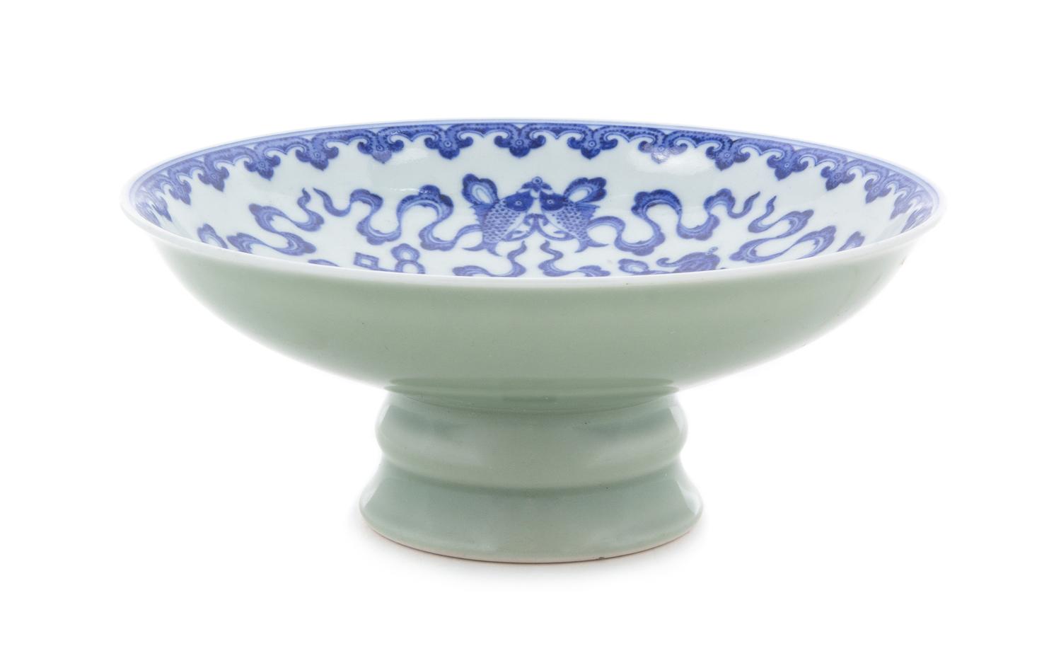 A Blue and White Porcelain Footed Bowl Diameter 8 5/8 inches.
