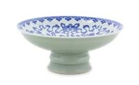 A Blue and White Porcelain Footed Bowl Diameter 8 5/8 inches.