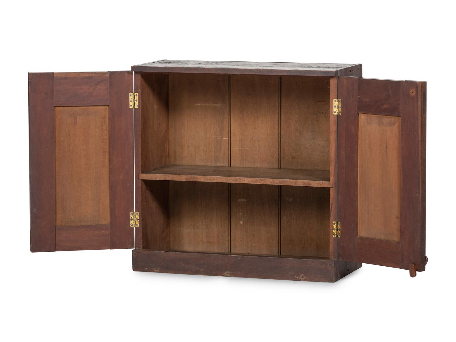 A Country Stained Cherrywood Table-Top Cupboard