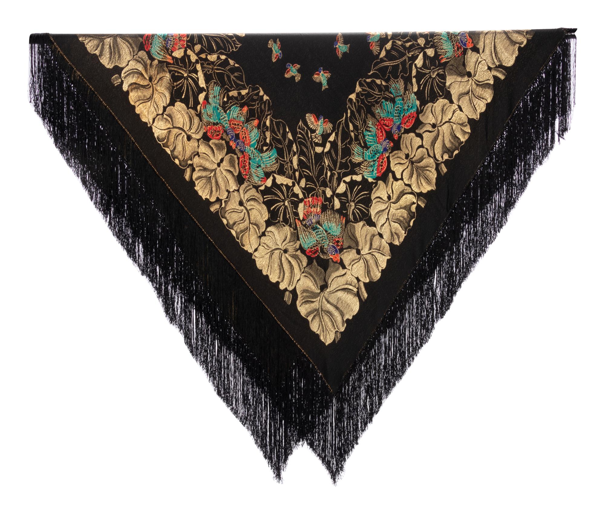 Woven Metallic Thread Shawl, 1910-30s