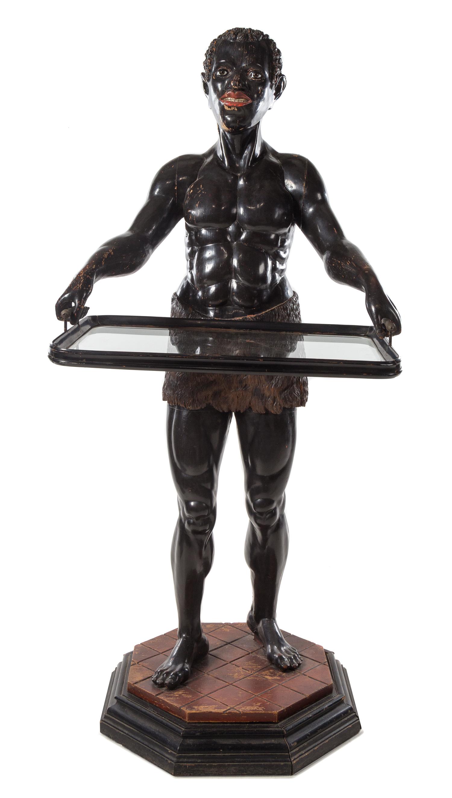 A Venetian Style Painted Blackamoor Figure Height 67 inches. — 20TH CENTURY