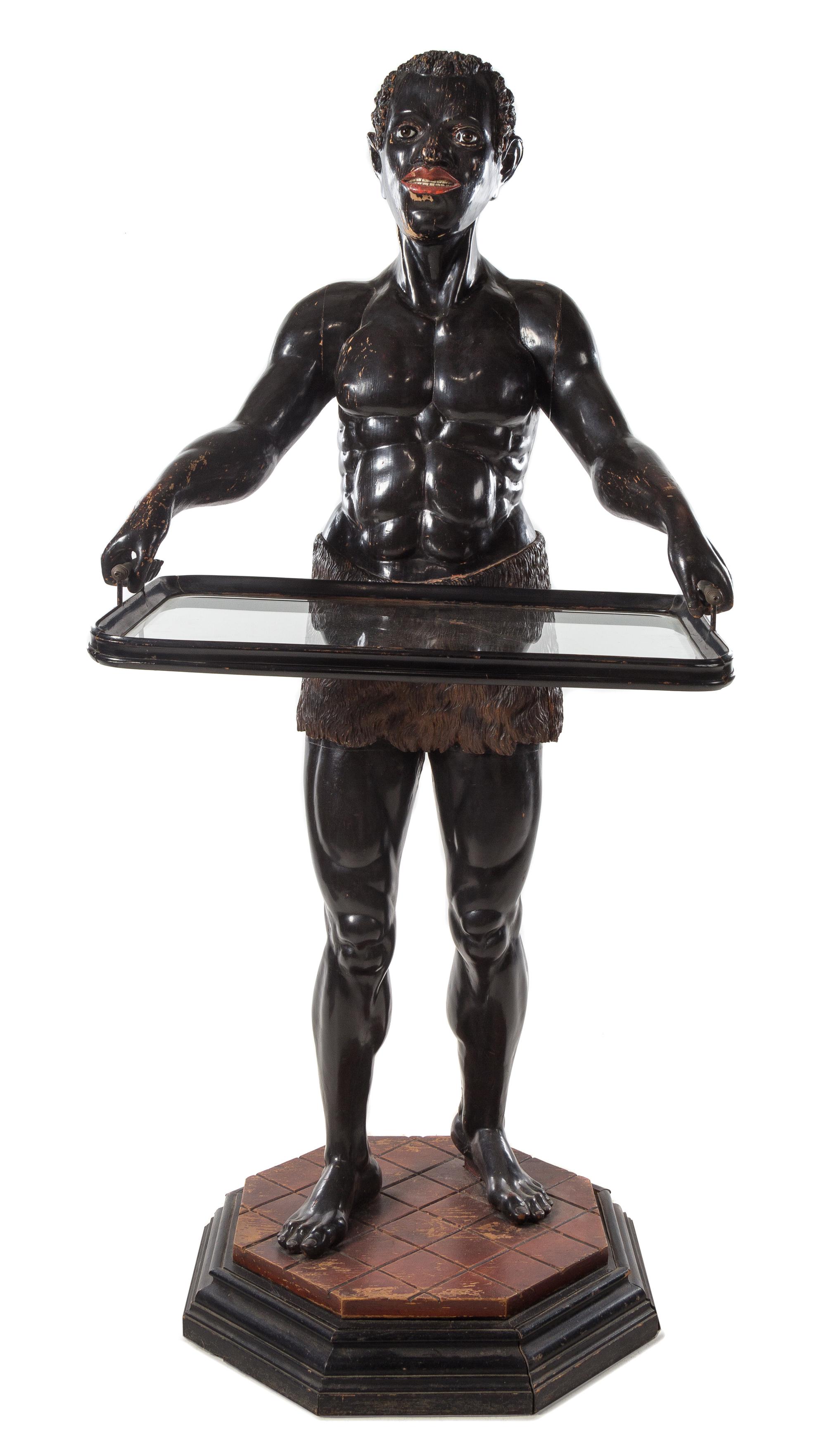 A Venetian Style Painted Blackamoor Figure Height 67 inches. — 20TH CENTURY