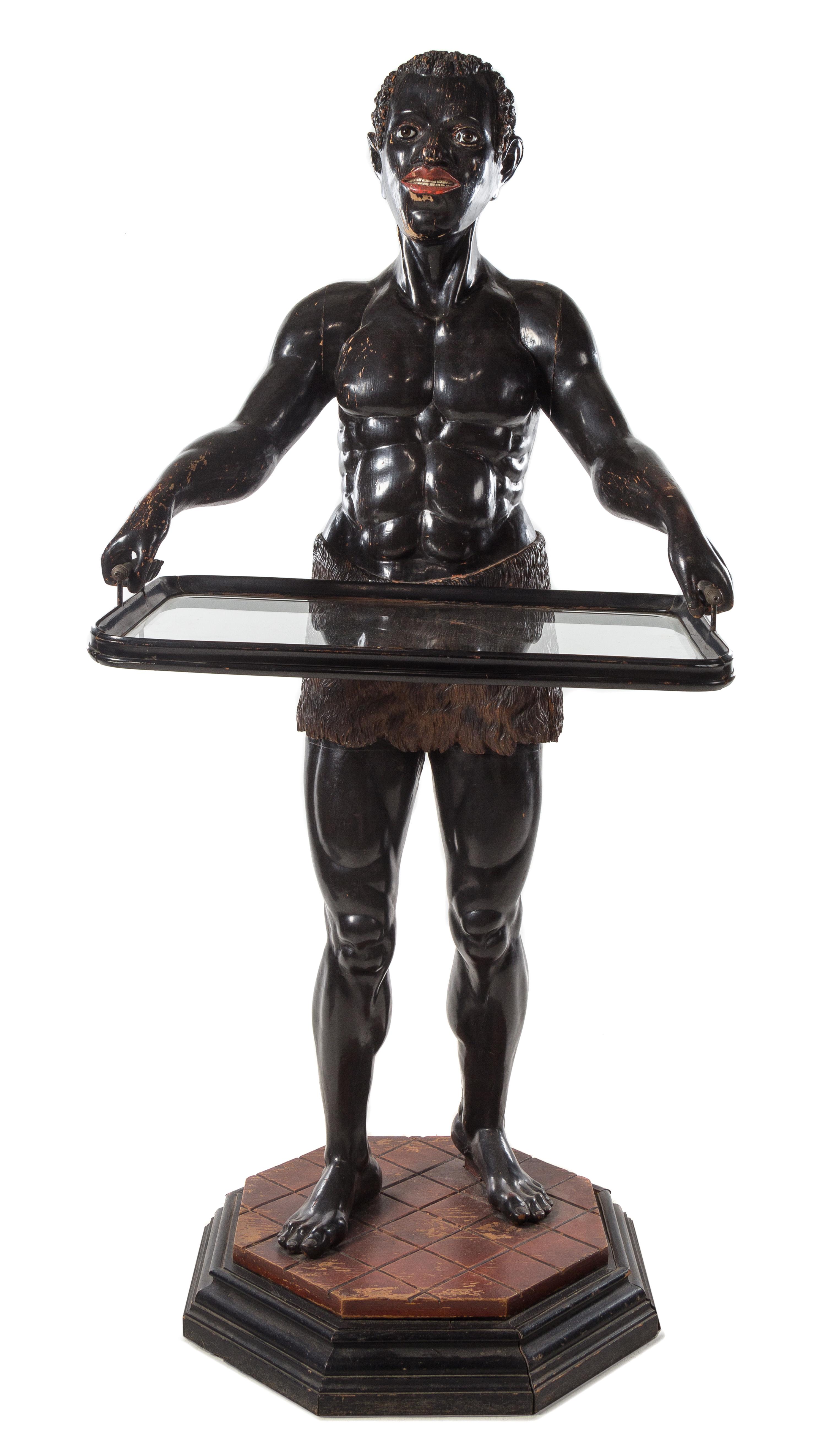 A Venetian Style Painted Blackamoor Figure Height 67 inches. — 20TH CENTURY