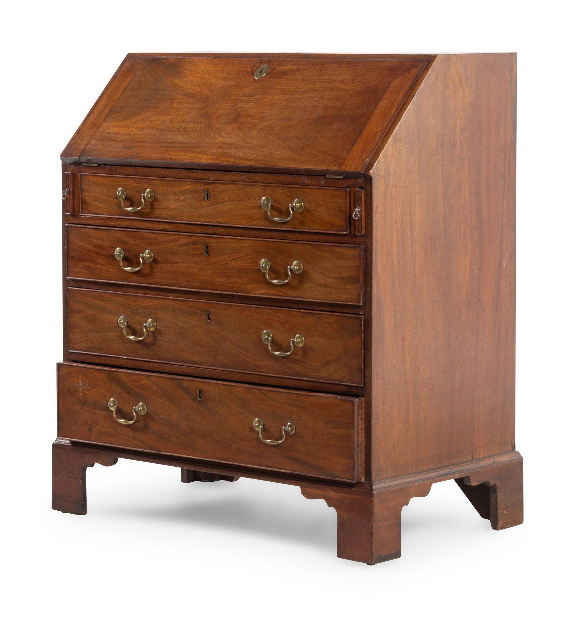 A George III Mahogany Slant-Front Bureau