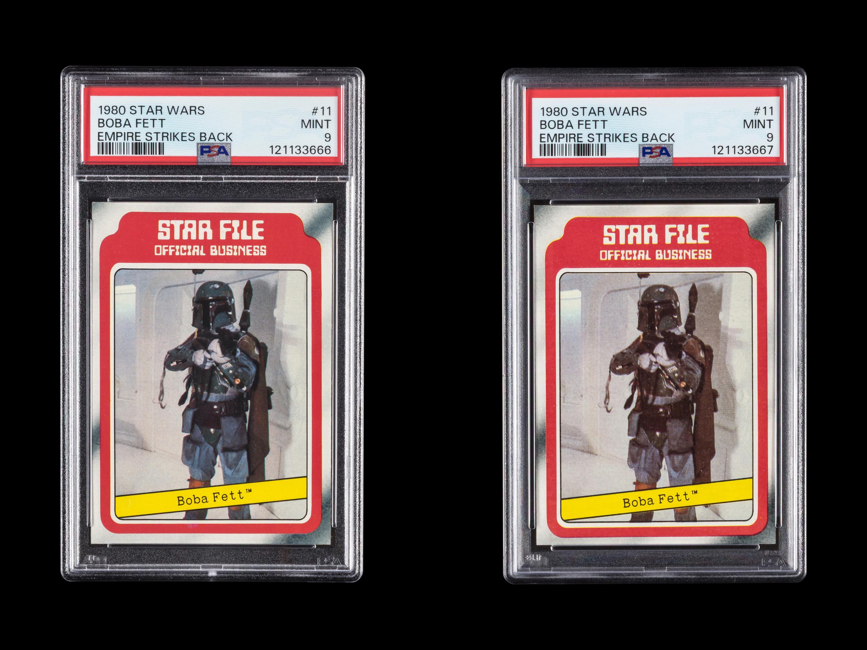 A Group of Two 1980 Topps Star Wars The Empire Strikes Back Boba Fett Rookie Cards (PSA 9 MINT)