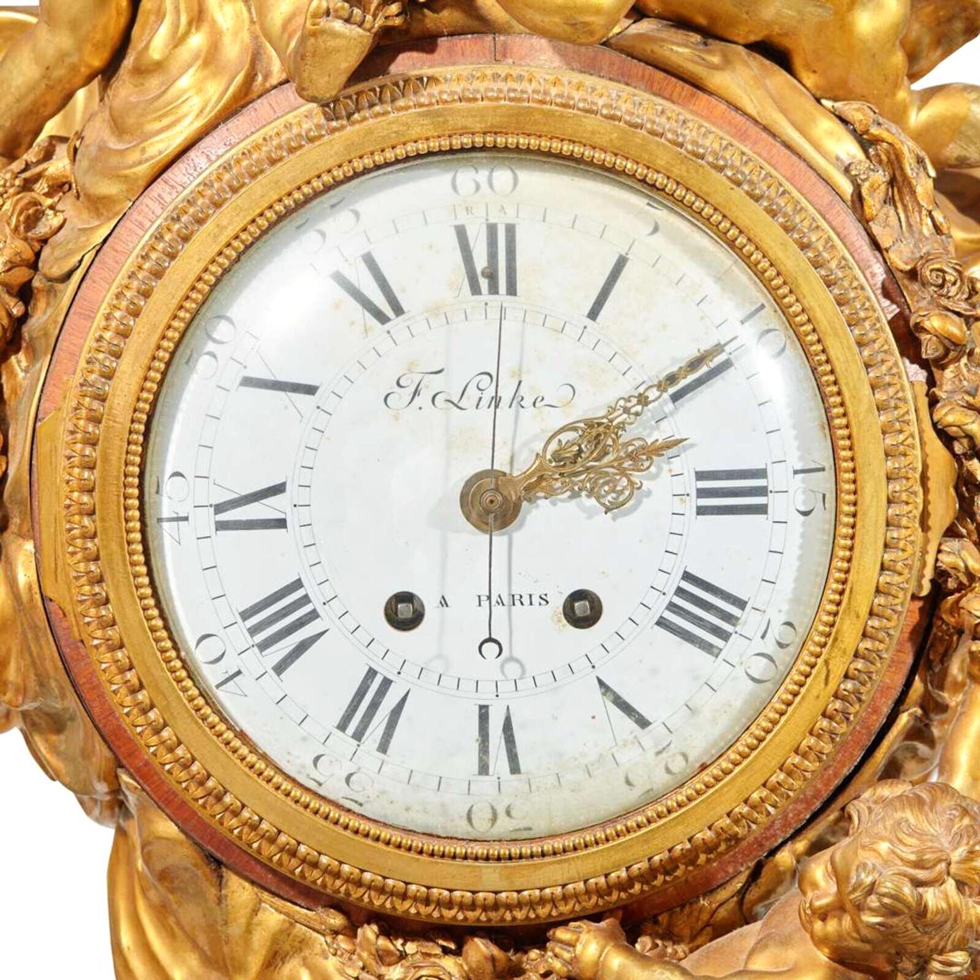A Louis XVI Style Gilt Bronze Mounted Mahogany Pedestal Regulator Clock