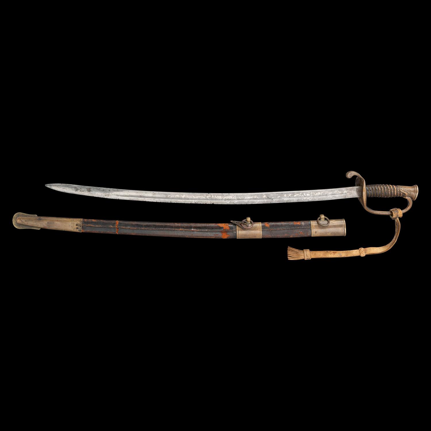 Archive of a Confederate Mobile-Made Etched Blade Staff & Field Officers Sword, Leech & Rigdon Two-Piece Belt Plate and Belt, Colt Navy and Holster likely of Capt. (Lt. Col.) R.H Shotwell