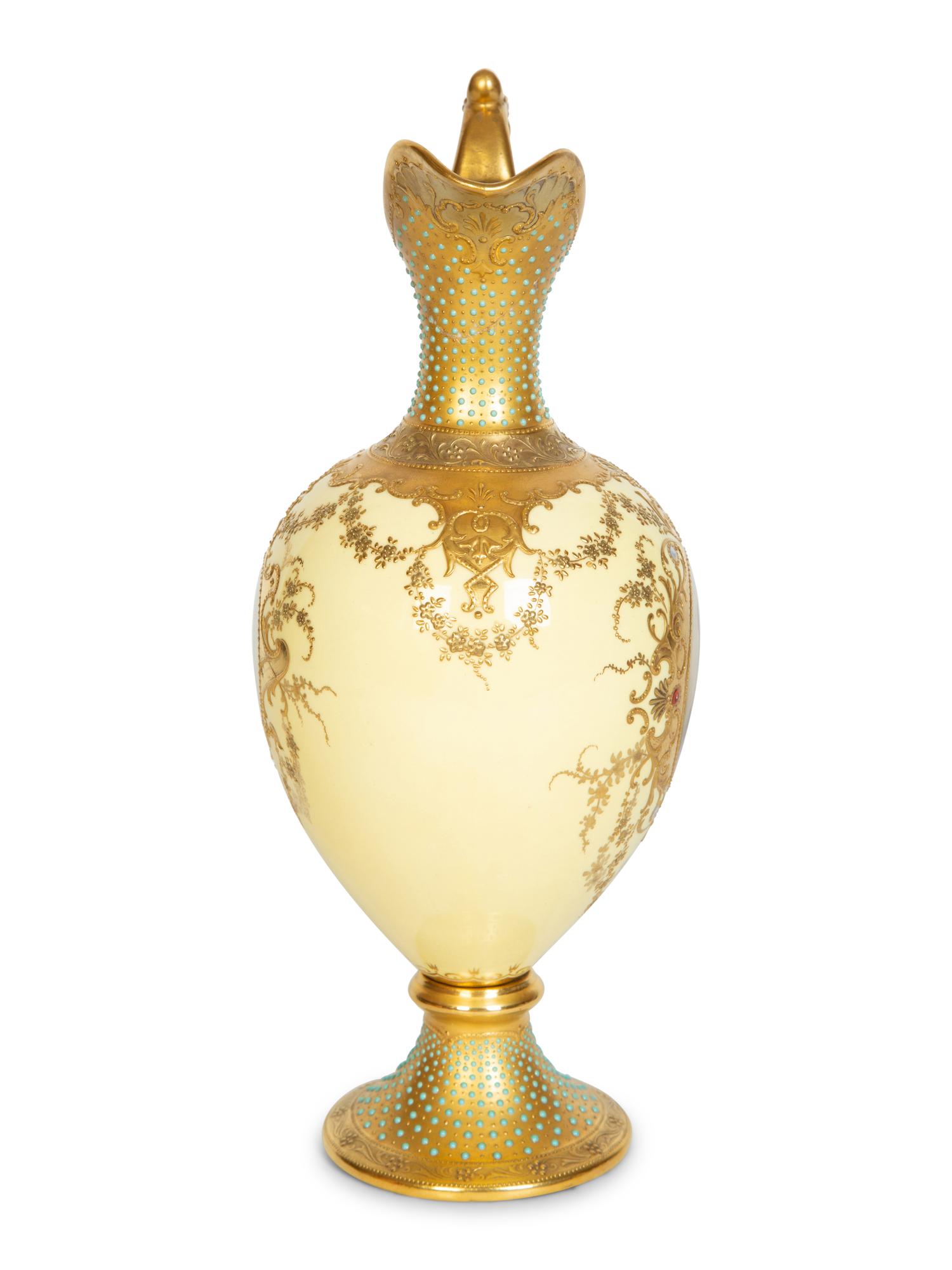 A Coalport Gilt Decorated Porcelain Ewer