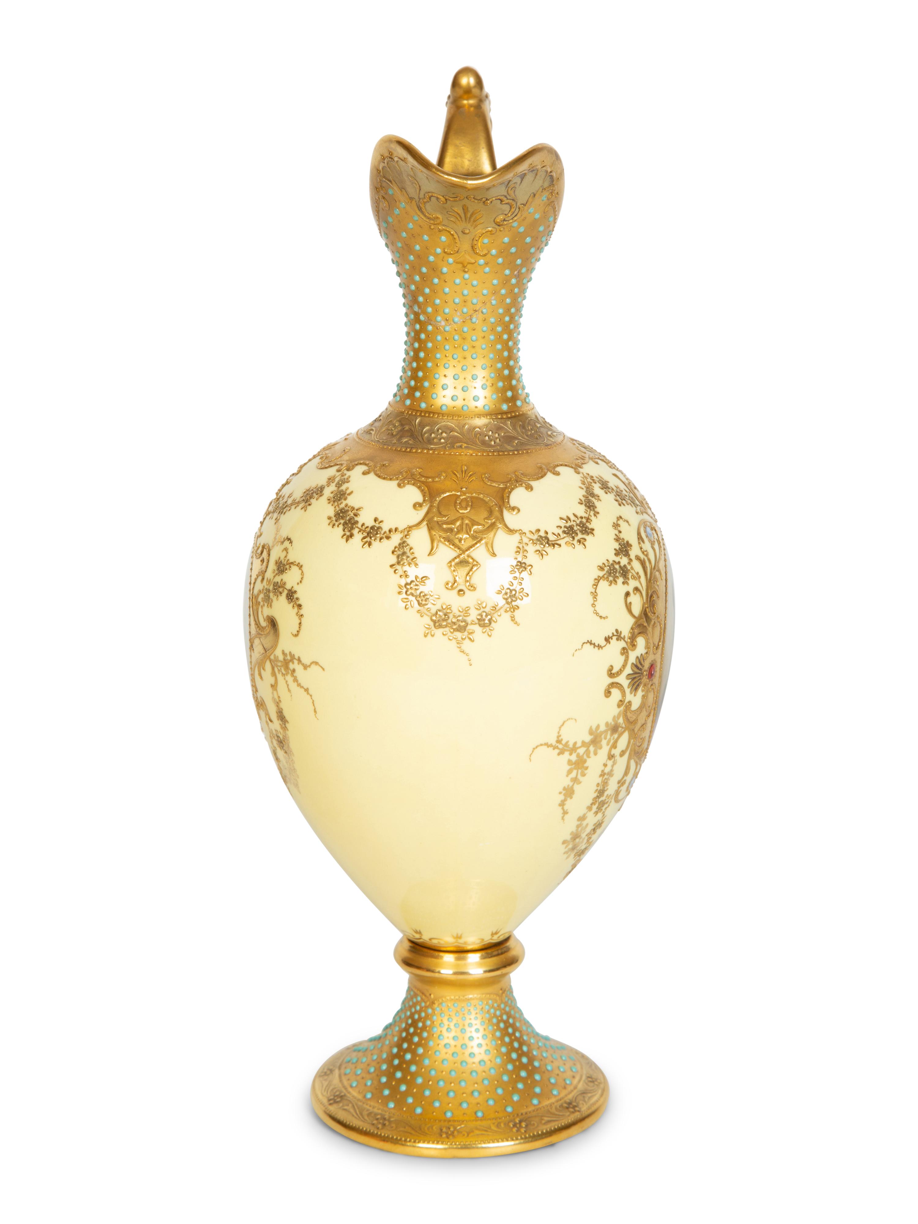 A Coalport Gilt Decorated Porcelain Ewer
