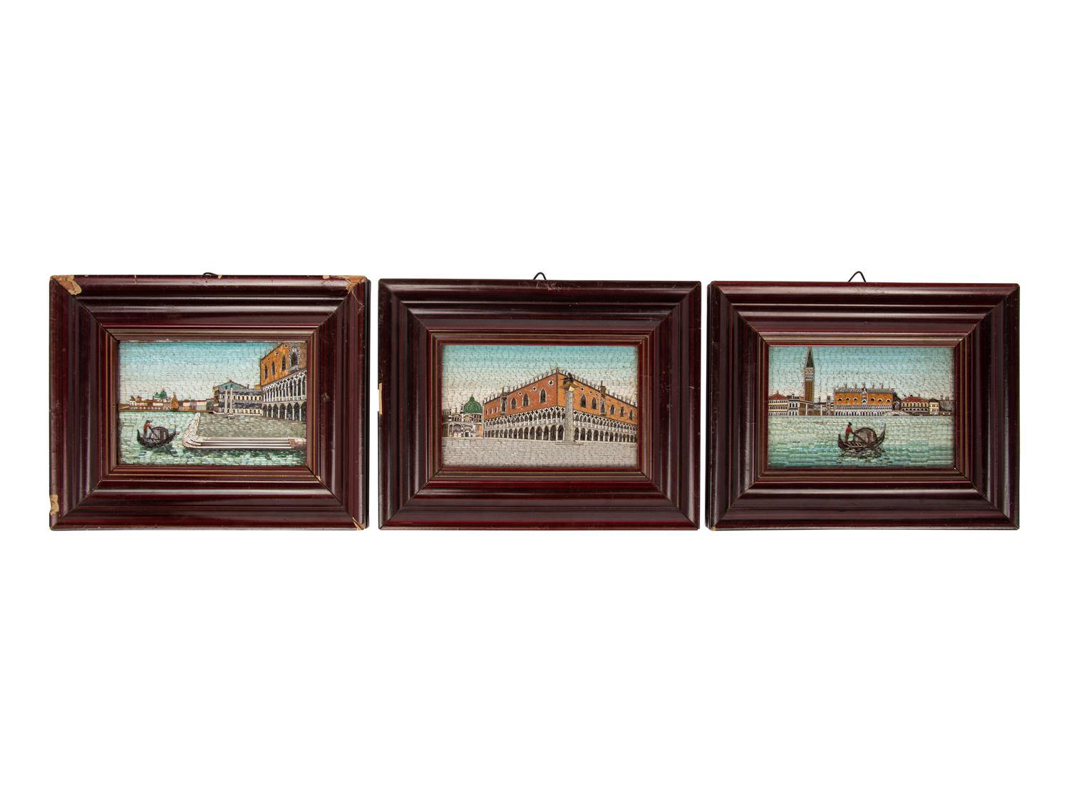 Three Italian Framed Micromosaic Plaques