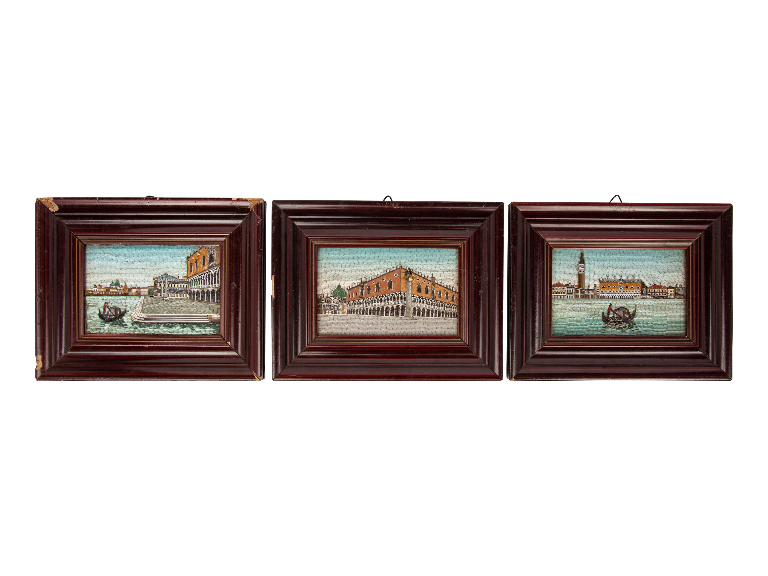 Three Italian Framed Micromosaic Plaques