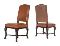 A Set of Eight Ralph Lauren Leather Upholstered Dining Chairs