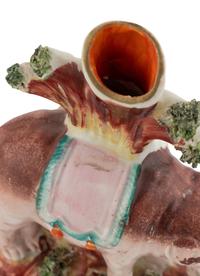 A Pair of Staffordshire Elephant-Form Spill Vases