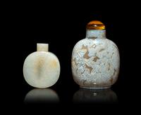 A Chinese White Jade Snuff Bottle and An Agate Stone Snuff Bottle