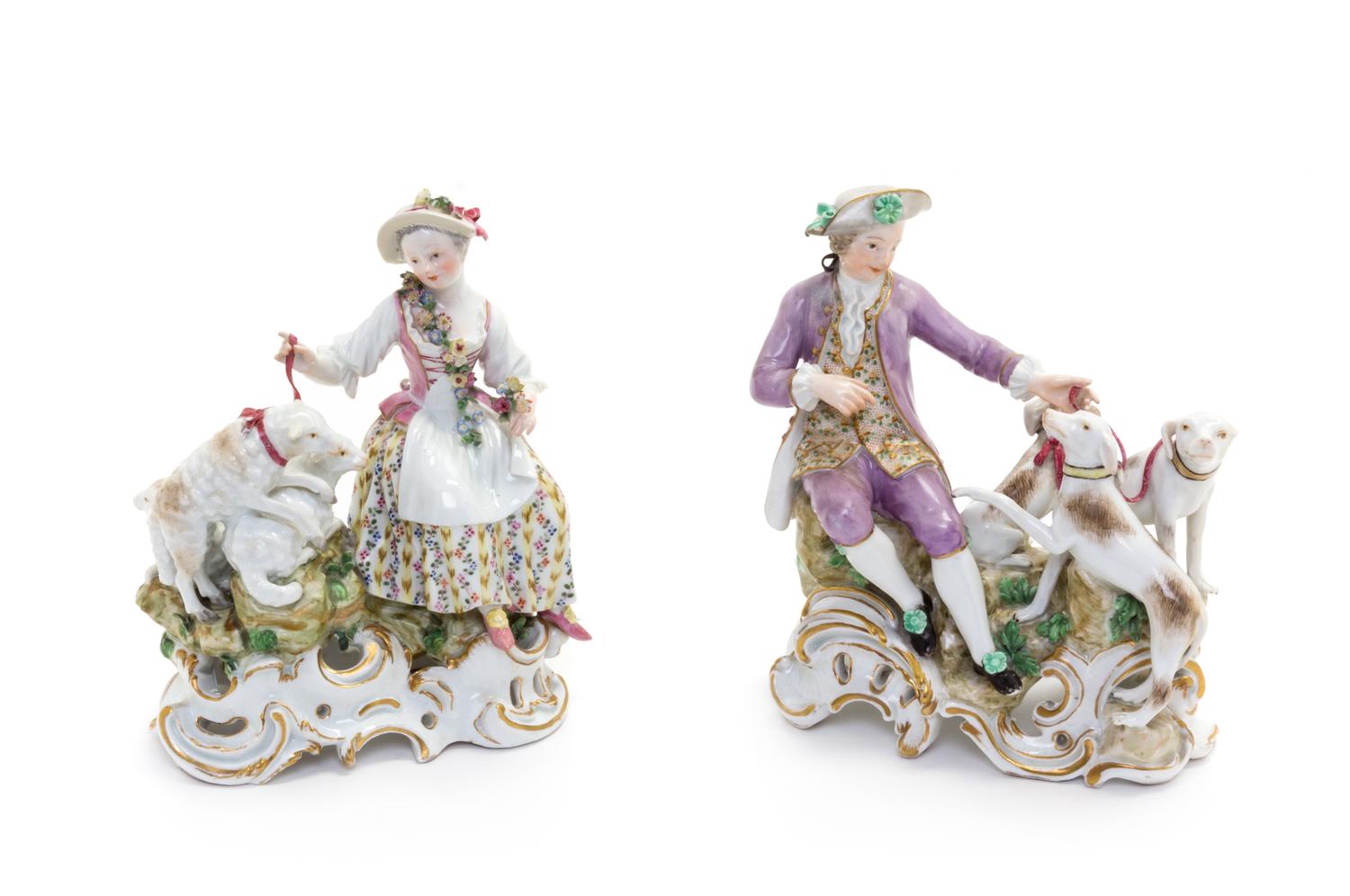 A Pair of Meissen Porcelain Figural Groups Height 6 1/4 inches. — MARCOLINI PERIOD