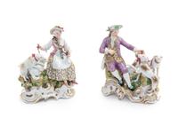 A Pair of Meissen Porcelain Figural Groups Height 6 1/4 inches. — MARCOLINI PERIOD