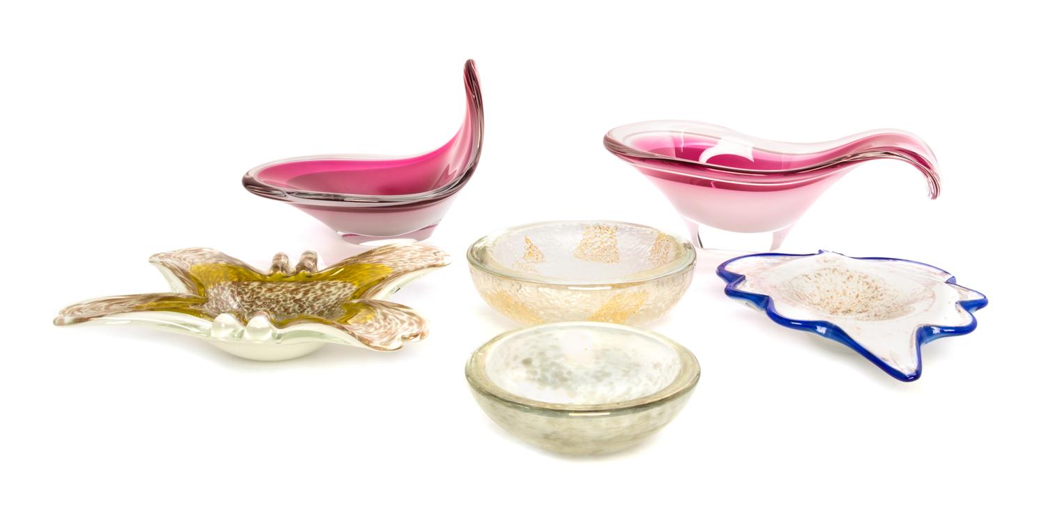 A Collection of Italian Glass Articles Width of widest 18 1/2 inches.