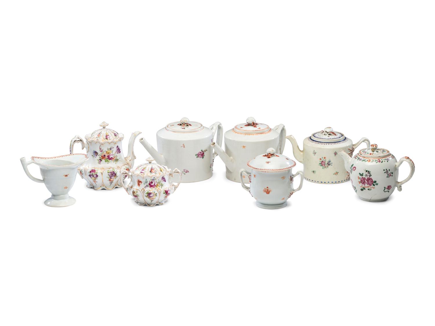 A Mixed Collection of Chinese Export Famille Rose and Rose Mandarin Porcelain Articles