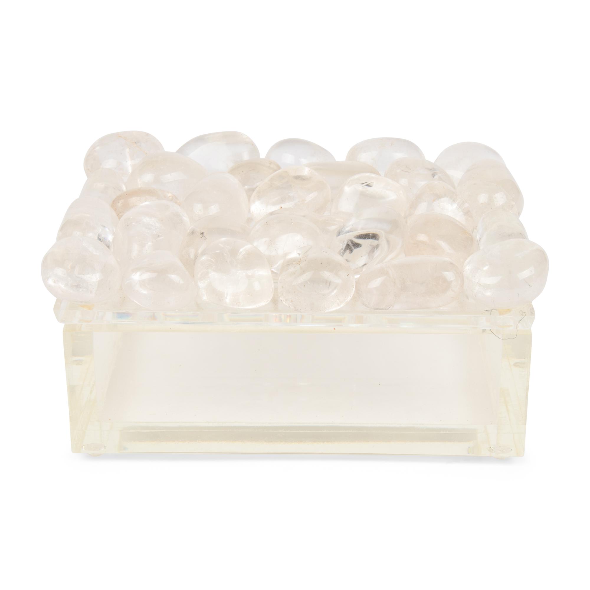 A Contemporary Rock Crystal Mounted Acrylic Box