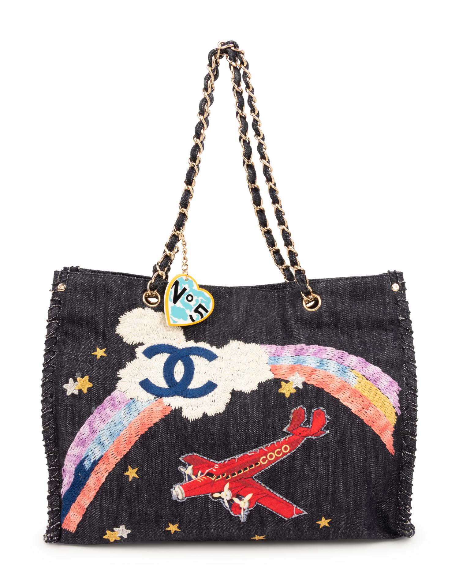 Chanel Denim Shoulder Bag with Embroidery and Appliqué, 2004