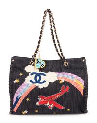 Chanel Denim Shoulder Bag with Embroidery and Appliqué, 2004
