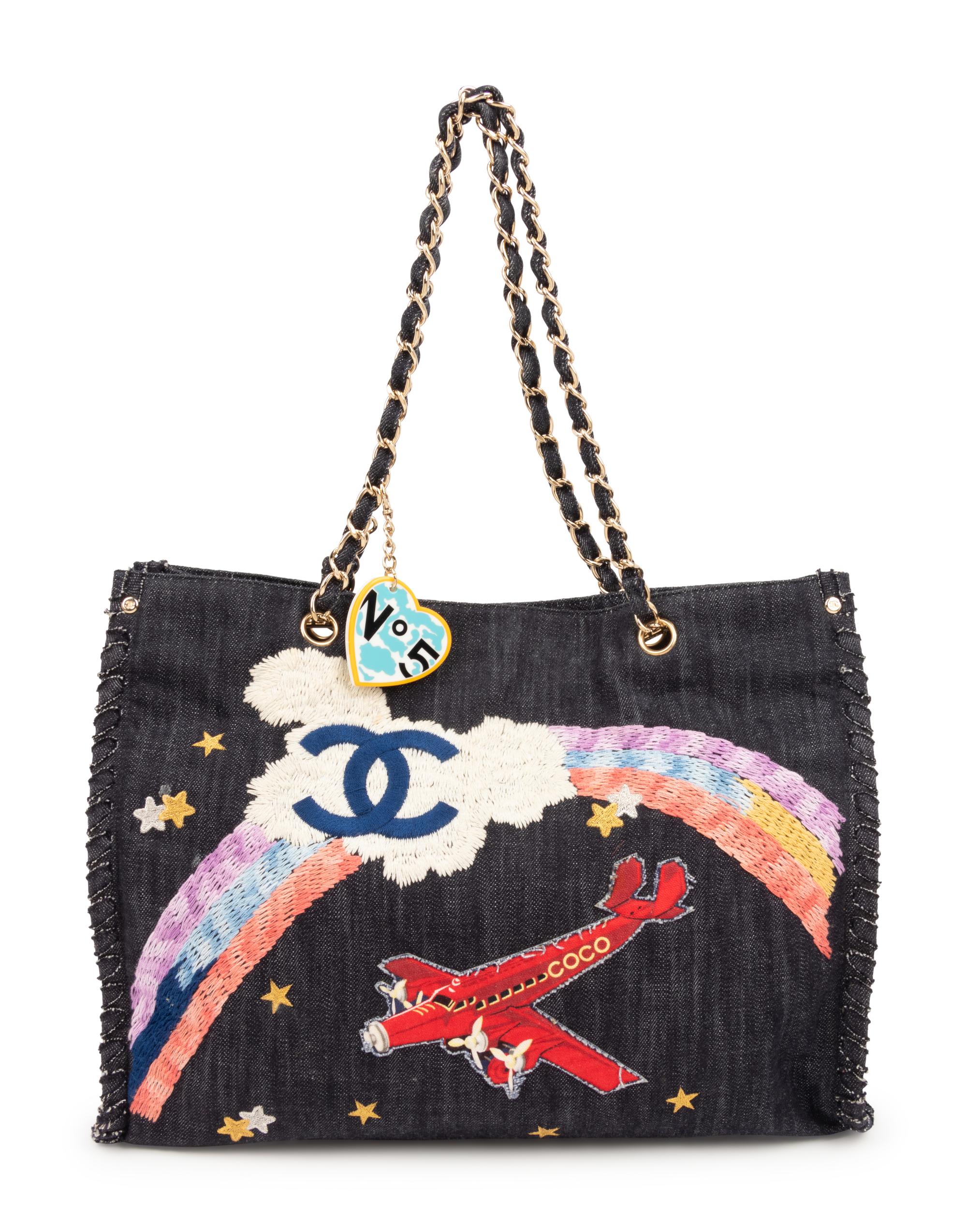 Chanel Denim Shoulder Bag with Embroidery and Appliqué, 2004