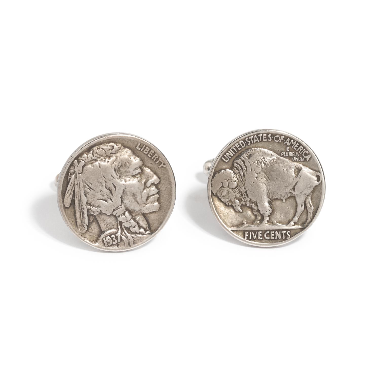 STERLING SILVER BUFFALO NICKEL CUFFLINKS
