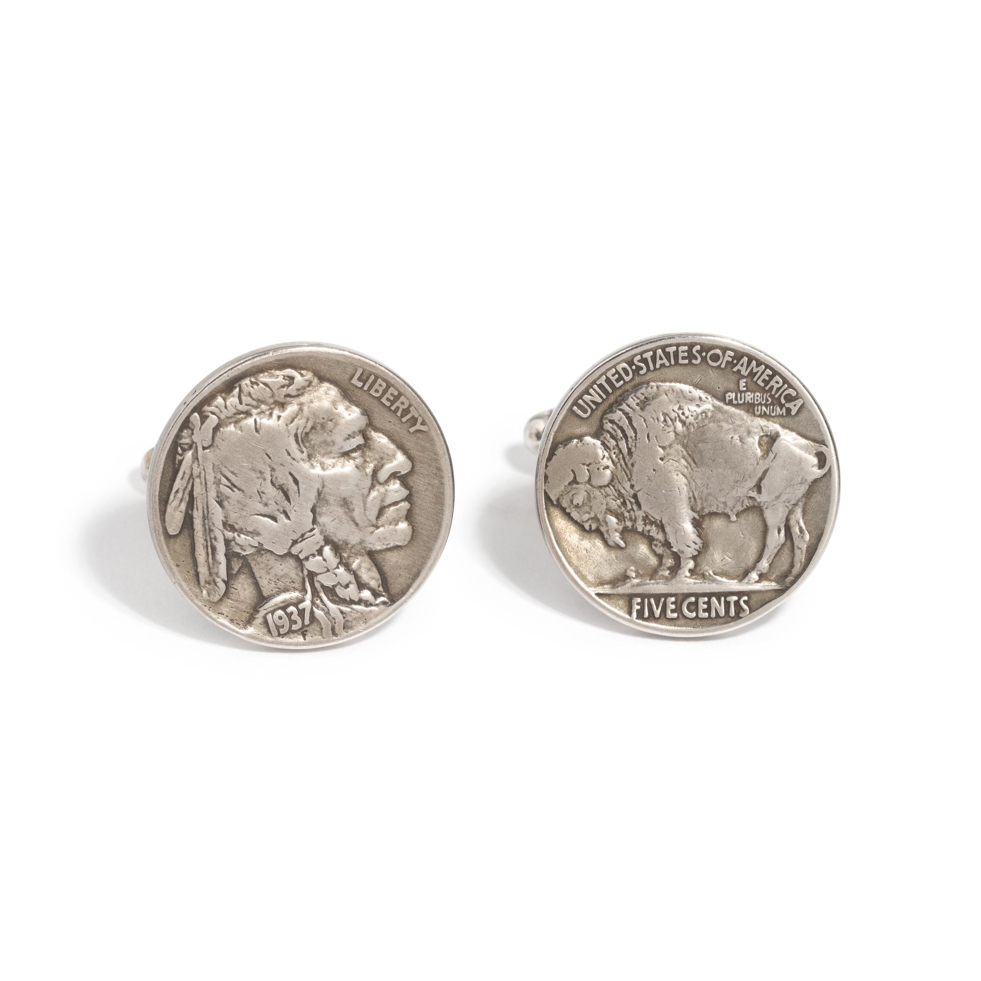 STERLING SILVER BUFFALO NICKEL CUFFLINKS