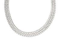 THREE ROW DIAMOND AND PLATINUM NECKLACE