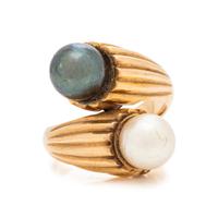 ROSE GOLD AND CULTURED PEARL BYPASS RING