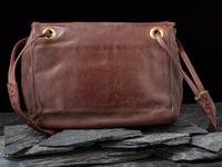 Brown Leather Drawstring Purse, with Sandcass Brass Ketoh Element