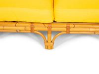 A Bielecky Brothers Rattan Settee with Two End Tables and a Pair of Ottomans