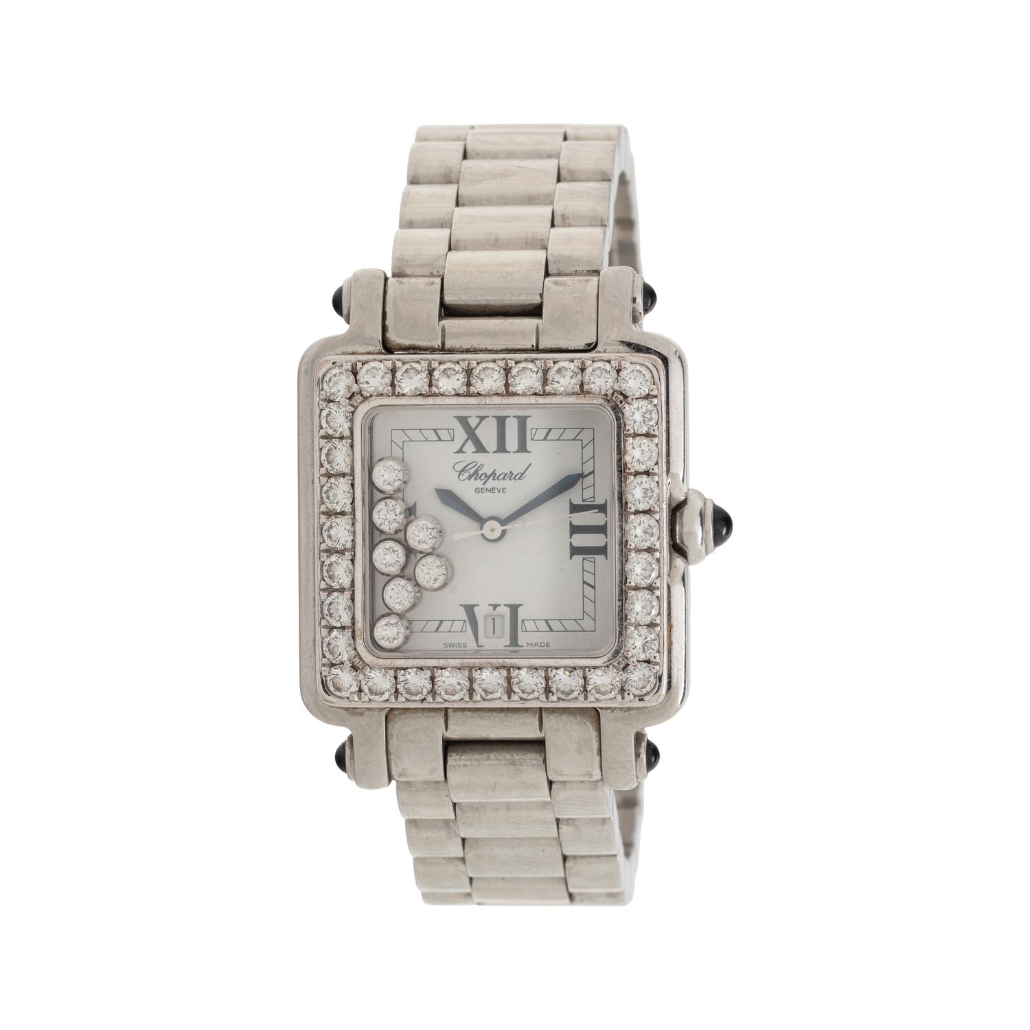 CHOPARD, STAINLESS STEEL AND DIAMOND 'HAPPY SPORT' WATCH