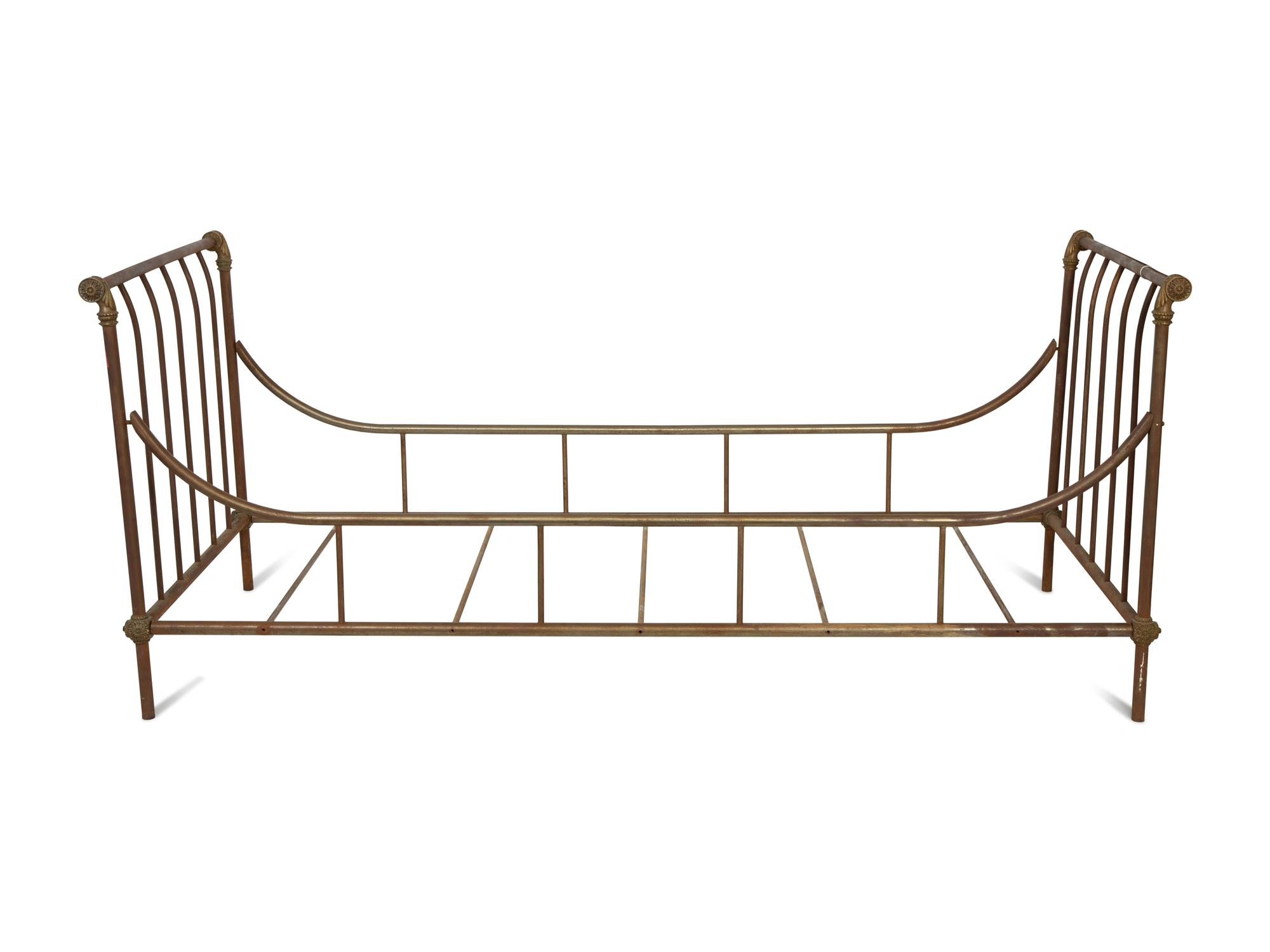 A Steel and Brass Daybed in the Style of Maison Jansen