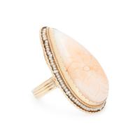 ANGEL SKIN CORAL AND SEED PEARL RING
