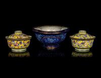 Three Chinese Canton Enamel on Copper Wares