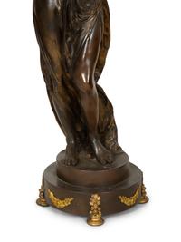 A Pair of French Gilt and Patinated Bronze Figural Nine-Light Torchères