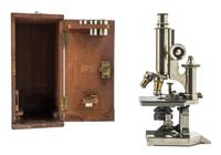 An English Nickel-Plated Microscope Height of case 13 inches. — R&J BECK LTD., LONDON, EARLY 20TH CENTURY