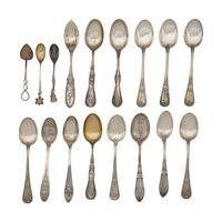 Seventeen Silver Souvenir Spoons