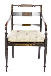 A Regency Green-Painted Open Armchair Height 31 inches. — FIRST HALF 19TH CENTURY