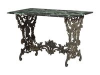 A Wrought Iron and Marble Top George Washington Garden Table
