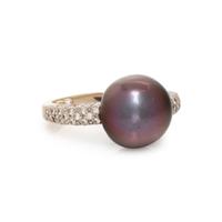 CULTURED TAHITIAN PEARL AND DIAMOND RING