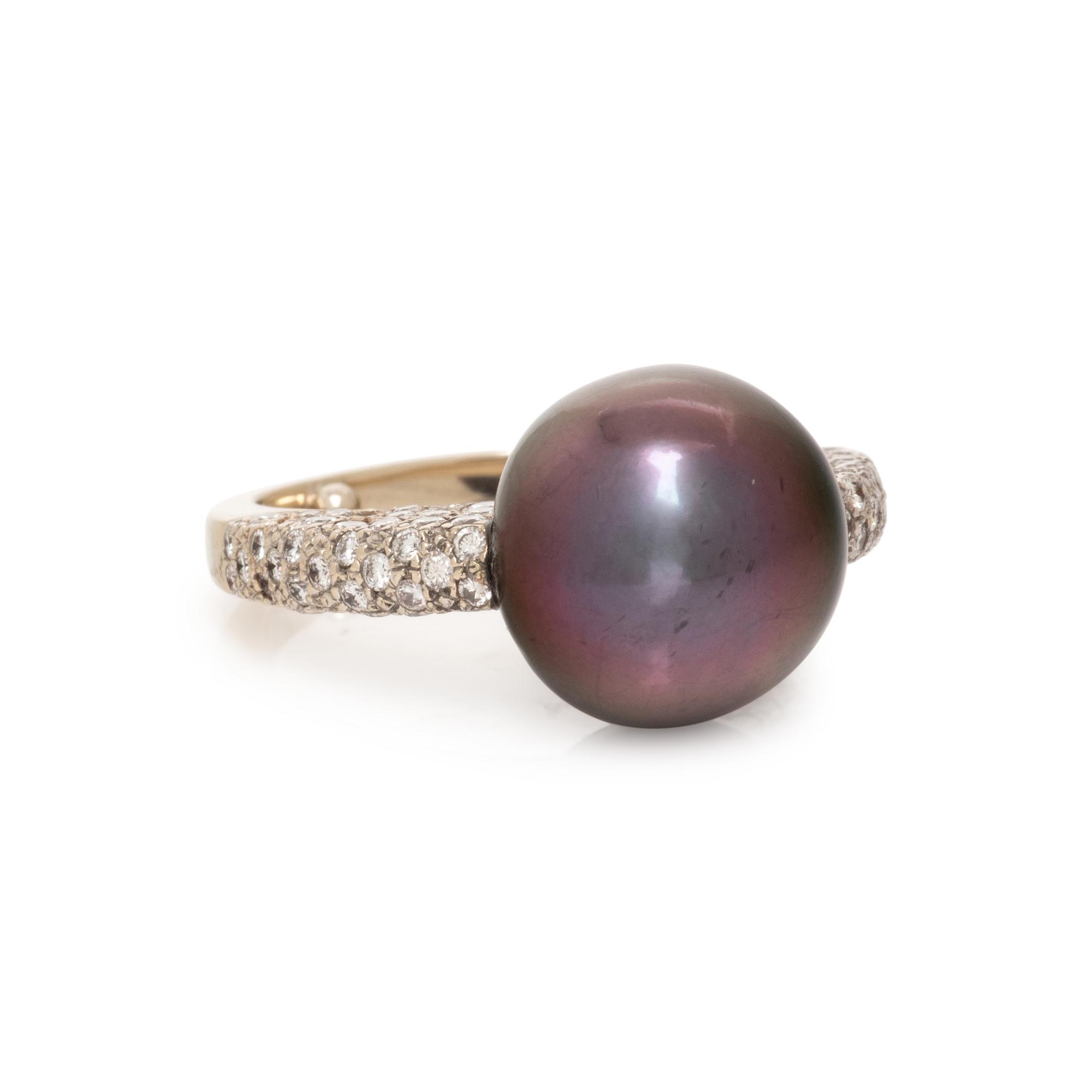 CULTURED TAHITIAN PEARL AND DIAMOND RING