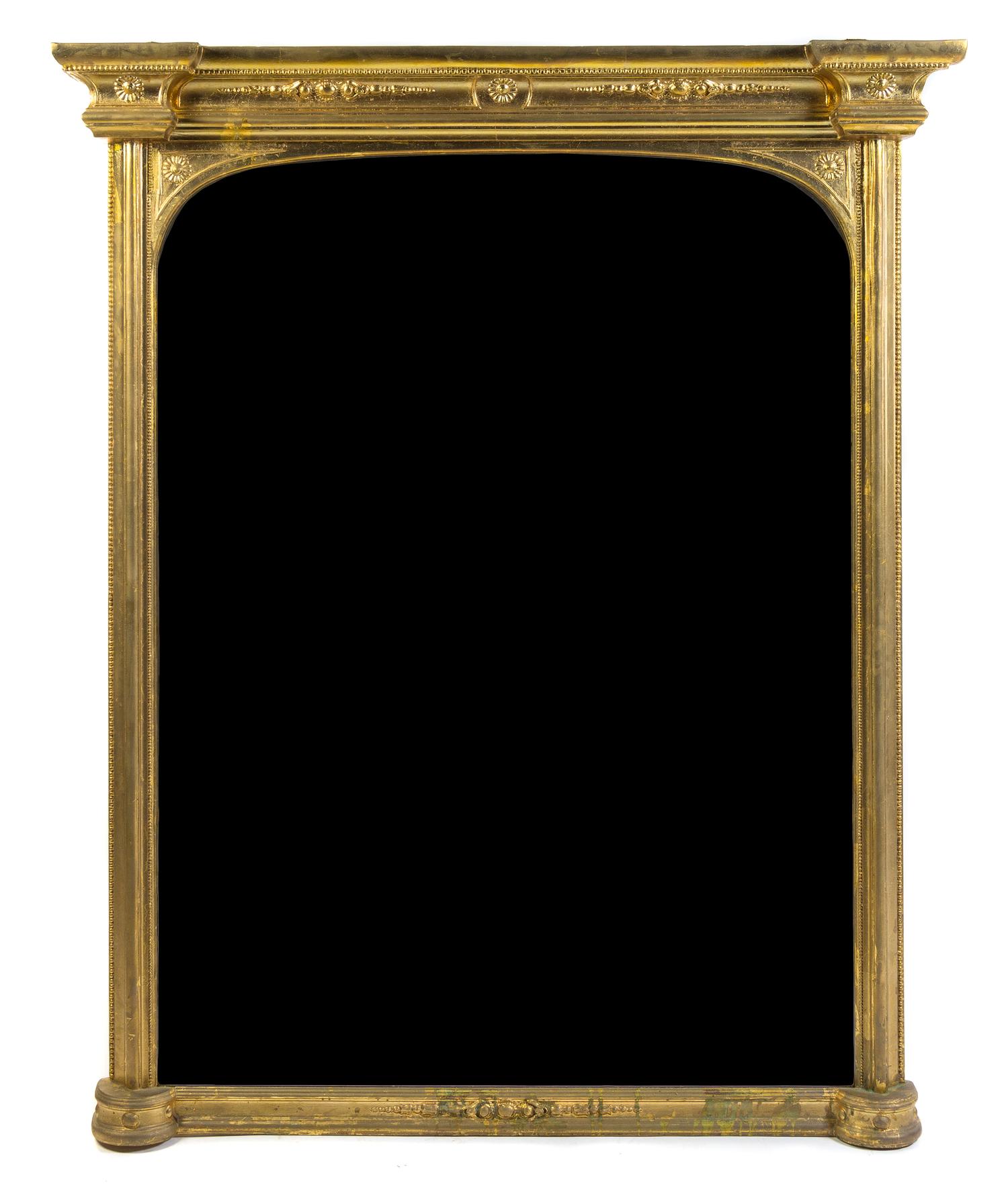 A Victorian Giltwood Overmantel Mirror Height 74 x width 60 inches.