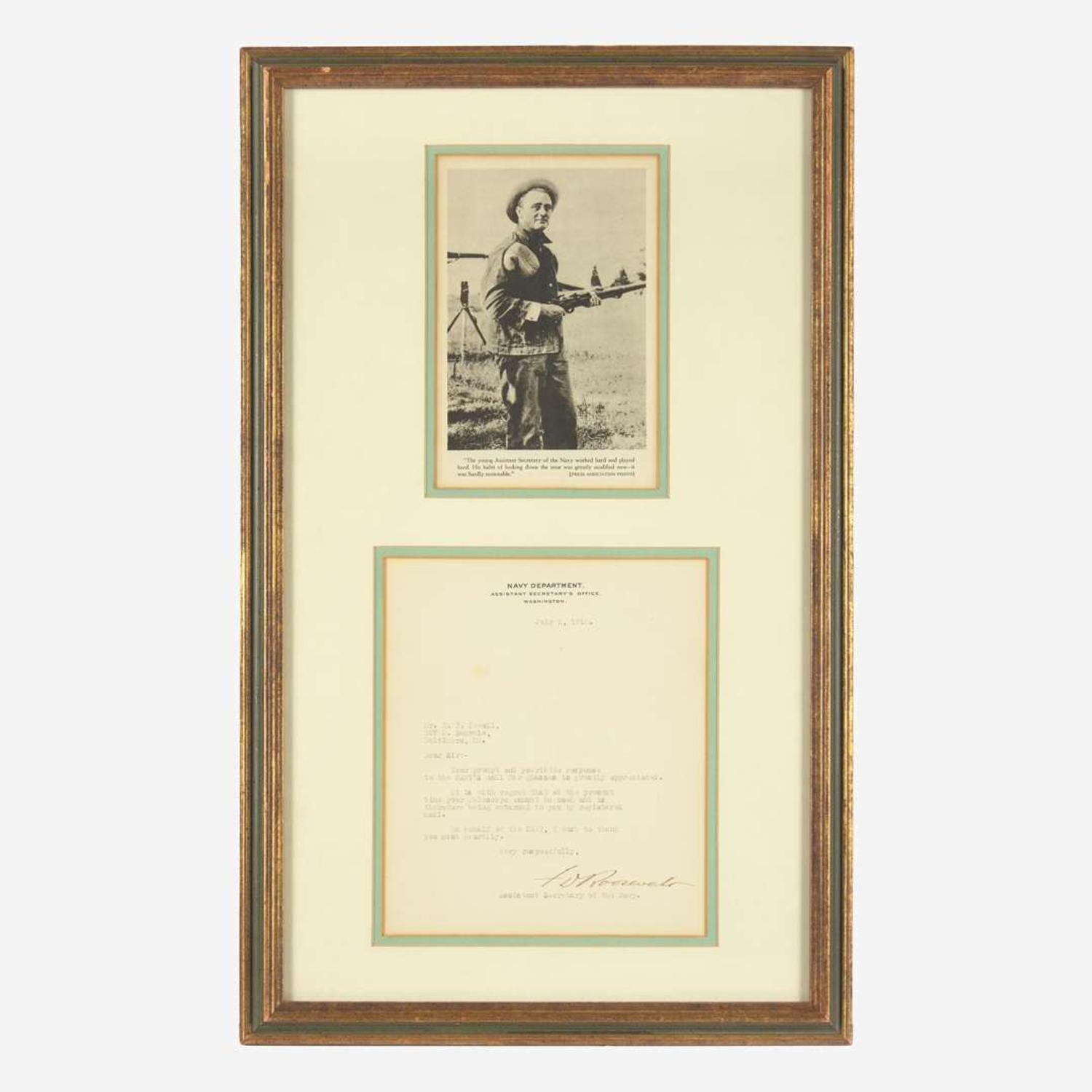 [Presidential] Roosevelt, Franklin Delano Typed letter, signed