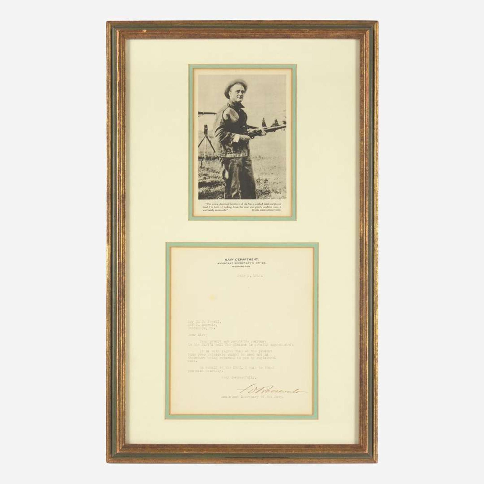 [Presidential] Roosevelt, Franklin Delano Typed letter, signed